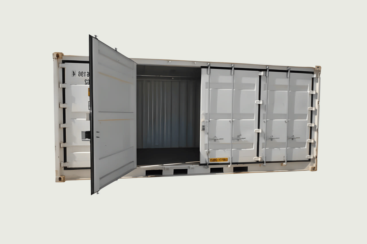 Salgs-/lagercontainer med 2 åpne sider