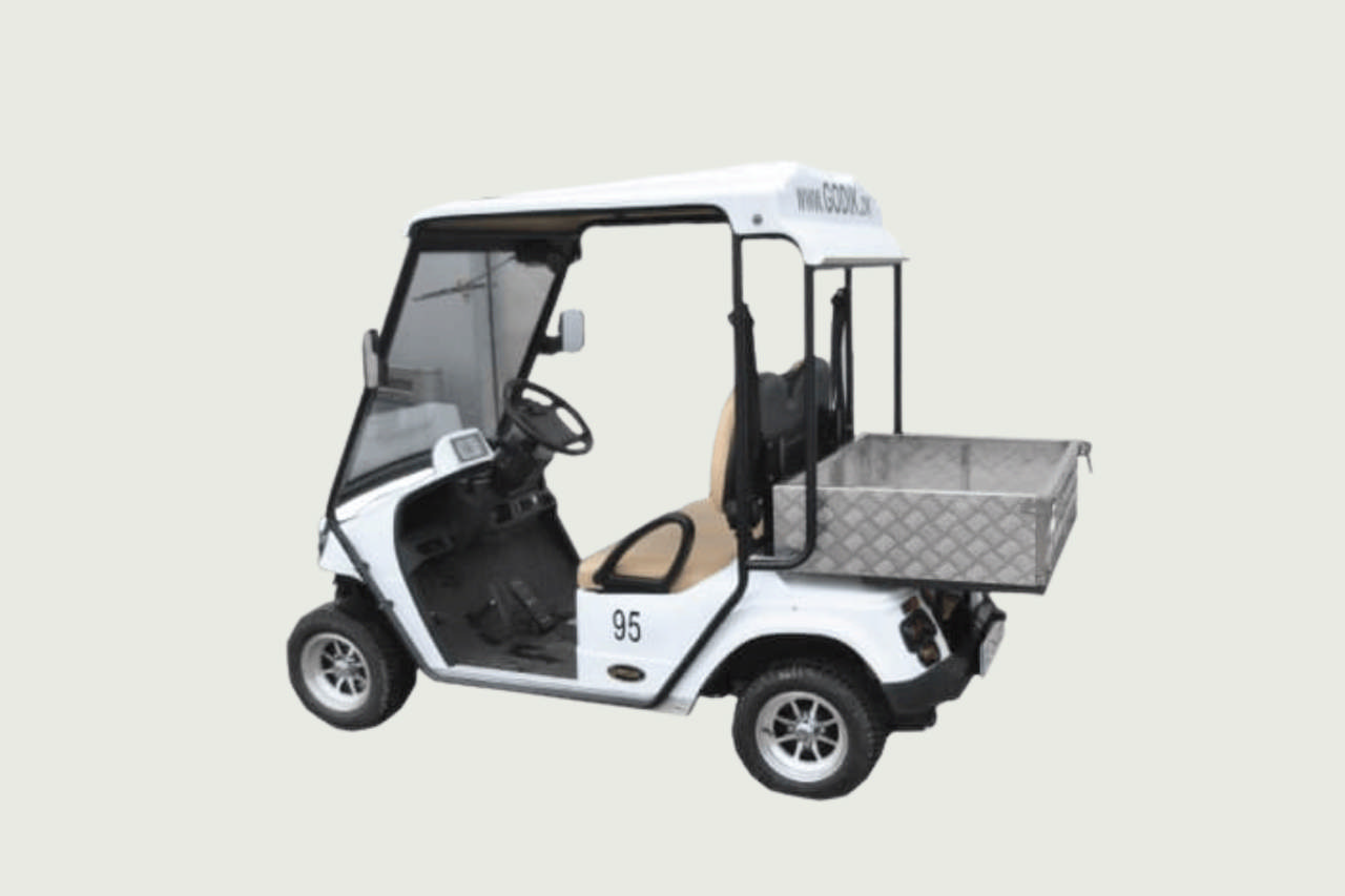 Mini elektrisk lastebil med lasteboks, hvit